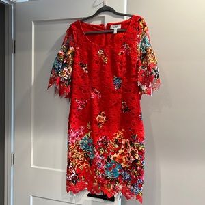 Belle by Bartley Mischka Dress w Floral Lace Overlay and Bell Sleeves